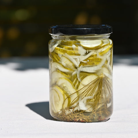 One jar of sliced dill pickles 